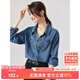 尚都比拉春秋復古港風(fēng)設計感長(cháng)袖牛仔襯衫女休閑通勤上衣 牛仔藍 M 