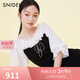 SNIDEL春夏甜美荷葉邊碎花拼接針織收腰連衣裙SWNO242075 混合色 均碼 （F）