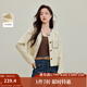 茵曼2025秋冬女裝新款法式通勤小香風(fēng)短外套休閑撞色顯瘦寬松上衣  杏黃色 M