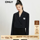 ONLY時尚百搭通勤雙排扣直筒短款西服女|123108003 H1Z 黑色 M (165) 84A