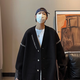 倉石一樹(shù)2025新款潮牌韓版開(kāi)衫毛衣男士春秋潮流時(shí)尚寬松休閑V領(lǐng)針織外套 黑色 XL