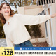 百圖betu女裝秋冬新款毛衣麻花復(fù)古扭繩圓領(lǐng)鏤空毛衣女2310T21 米白 XS