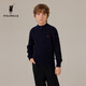 POLOWALK童裝男童針織衫2025年秋季新款保羅休閑絞花立領(lǐng)中大童學(xué)院風(fēng)毛衣 藏青 立領(lǐng) 170