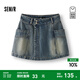 森馬（Semir）森柔牛仔|商場(chǎng)同款牛仔褲女純棉短褲2025新款夏季不對稱(chēng)裙褲 牛仔黃泥染80325 XL