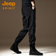 JEEP SPlRlT高端春秋休閑工裝褲男美式潮牌寬松直筒束腳褲子男士大碼哈倫褲男 黑色 L