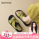 達(dá)芙妮厚底涼鞋女款夏季2025新款設(shè)計(jì)感交叉蝴蝶結(jié)軟底百搭休閑沙灘涼鞋 綠色【軟底舒適】 36