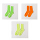 辛束祿余文樂(lè )襪子潮流中筒襪ins男女熒光色襪抽條堆堆襪女橙色襪子 熒光綠+淺綠+亮橙 均碼 38-43