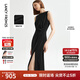 朗姿醋酸赫本風(fēng)高級(jí)感設(shè)計(jì)感小黑裙女夏新款連衣裙吊帶背心裙 黑色2 S