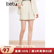 百圖betu女裝春夏新款短褲簡(jiǎn)約通勤透氣卷邊西裝短褲女2403T83 淺杏色 S