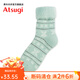 厚木ATSUGI單雙秋冬加厚里起毛保暖居家襪翻邊復古短襪子女RGA3575 833豆綠色 1雙 均碼 22-24cm