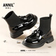 安奈兒（Annil）女童鞋2025冬季公主鞋女孩軟底防滑襪靴洋氣兒童靴馬丁靴 黑色 31