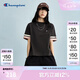 Champion冠軍短袖女2025春季新款拼接撞色美式復(fù)古風(fēng)T恤潮牌寬松 水墨黑 M