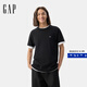 Gap【成毅代言】男女裝2025logo短袖T恤常規基礎款上衣美版502022 黑色 L 美碼 XL亞洲碼185/104A