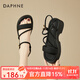 DAPHNE達芙妮厚底涼鞋女夏夏季新款露趾少女一字扣帶松糕沙灘鞋 黑色 34 (220mm) 標準碼