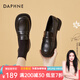 達(dá)芙妮（DAPHNE）小皮鞋女單鞋英倫風(fēng)樂福鞋工作2024年秋季新款學(xué)生jk制服鞋 黑色 37標(biāo)準(zhǔn)碼