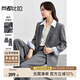 尚都比拉新款氣質(zhì)西裝套裝女春裝外套顯瘦直筒褲職業(yè)裝兩件套 灰色 L
