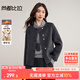 尚都比拉含綿羊毛保暖短毛呢大衣女冬季圓領長袖厚款雙面呢直筒顯瘦外套