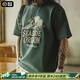 馬登工裝沖浪印花T恤男美式復(fù)古立體刺繡重磅短袖男夏季2025新款潮牌 墨綠色 【今日下單 順豐包郵】 L