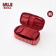 無(wú)印良品（MUJI）再生聚酯纖維化妝包 居家 旅行 化妝品收納 便攜 洗漱包 新品 平型 紅色格紋