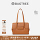 BAGTREE明星同款包包樹(shù)海豚包輕奢品牌植鞣皮托特包大容量通勤女士電腦包 中號-焦糖色 能裝A4資料 高級小眾