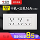公牛118型十五孔九孔連排插座帶開關(guān)三位網(wǎng)線電視面板丨發(fā)模塊需組裝 三位丨十孔+三孔16A