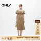 ONLY夏季可愛泡泡袖顯瘦中長款牛仔連衣裙女|124242037 E10 樹榆棕色 M (165) 84A