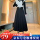 蘿美醬西裝半身裙女夏季2025新款高腰休閑a字半裙春秋氣質(zhì)顯瘦百褶裙子 黑色百褶款（送腰帶） XL 【建議115-130斤】