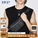 BVP男士胸包休閑尼龍包2025新款潮牌情侶款通勤百搭刺繡單肩斜挎包 黑色