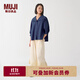 無(wú)印良品（MUJI）IDEE 女式 平紋 七分袖襯衫 女士襯衣外套春秋  GAD05C4S 藏青色 M （155/80A）