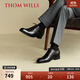 THOM WILLS三接頭牛津鞋男士?jì)仍龈呱虅?wù)正裝尖頭皮鞋真皮透氣冬季男鞋牛皮 黑色小牛B932-Y1 40 /7碼
