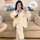 西忘帶胸墊睡衣女款春秋季綿綢韓版長(cháng)袖開(kāi)衫簡(jiǎn)約風(fēng)圓點(diǎn)套裝夏天家居服 A736 波點(diǎn)小狗 2XL
