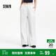 森馬（Semir）休閑褲女吸濕速干格子闊腿褲2025夏季撞色長褲運動風(fēng)109325127006