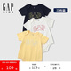 GAP【三件裝】嬰童2025春季新款棉質(zhì)小熊短袖連體衣爬服687137