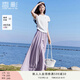 香影裙褲女闊腿褲2025夏裝新款休閑垂墜感大褲腳高腰寬松紫色褲子 紫色【裙褲】 S 155/80A/85-95斤