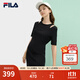 FILA 斐樂(lè )官方女子針織連衣裙2025夏新款時(shí)尚簡(jiǎn)約休閑修身連身裙 正黑色-BK L
