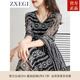 ZXEGI新款高檔100%真絲桑蠶絲連衣裙女高端品牌時(shí)尚大氣鏤空刺繡中長(cháng)裙 黑色 XL （121-135斤）
