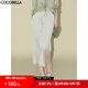 COCOBELLA靜奢風絲光緞面壓褶半身裙優(yōu)雅垂順遮胯筒裙HS7026-6 月光流沙 M