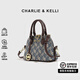 CHARLIE&KELLI CK品牌包包女包2025新款馬車(chē)印花小眾貝殼包手提斜挎包單肩包 藍色