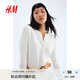 H&M女裝毛針織衫秋季薄款時(shí)尚法式慵懶短款打底衫m(xù)iu系開衫0579541 奶油色 M 165/96