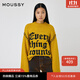 moussy 新品美式復古慵懶感撞色標語(yǔ)毛衣010HAQ70-4841 050黃色 均碼 00020/F
