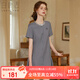 白鹿語(yǔ)夏季圓領(lǐng)時(shí)尚亮片連衣裙精致繡花裝飾荷葉邊下擺短裙 灰色  L 