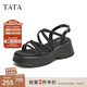 他她（TATA）綁帶厚底涼鞋女簡(jiǎn)約休閑運動(dòng)百搭涼鞋秋新款DWFT1BL4 黑色（涼鞋款） 38