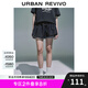 UR七夕2025夏季新款女裝復古學(xué)院拼接腰頭牛仔半裙UYU850065 藍色 (偏短有內襯) S