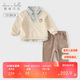 戴維貝拉男童長(cháng)褲套裝春秋裝紳士學(xué)院風(fēng)假兩件襯衫兩件套
