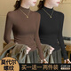 登森奧奧半高領(lǐng)打底衫女莫代爾內搭秋冬修身長(cháng)袖t恤女上衣中領(lǐng)秋衣 黑色+咖啡色 XL 建議110-120斤