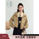 紫涵（ZIHAN）紫涵大口袋連帽短外套女秋季復(fù)古學(xué)院風(fēng)寬松休閑拉鏈上衣 淺咖 M
