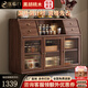 優(yōu)臨門黑胡桃木實(shí)木餐邊柜中古風(fēng)靠墻一體收納儲(chǔ)物柜玄關(guān)柜斗柜 兩門餐邊柜