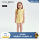 Teenie Weenie Kids小熊童裝25夏季新款女寶寶蕾絲純色飛袖連衣裙 黃色 100 cm