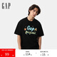 GAP男女裝2025夏季新款棉質(zhì)小熊印花logo短袖T恤親子裝上衣729181
