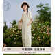 紫涵（ZIHAN）紫涵直筒闊腿背帶褲女夏季森系田園風(fēng)刺繡寬松高腰連體褲 米金 M